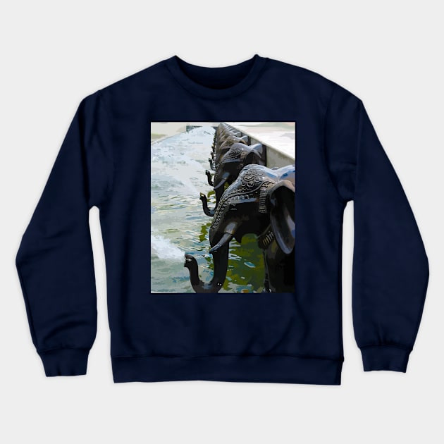 Elephant Fountain Crewneck Sweatshirt by candhdesigns